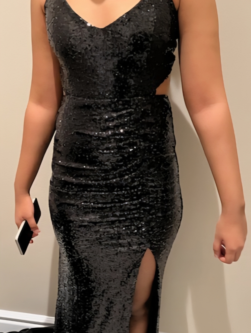 Windsor Black Sequin Backless Strappy Gown